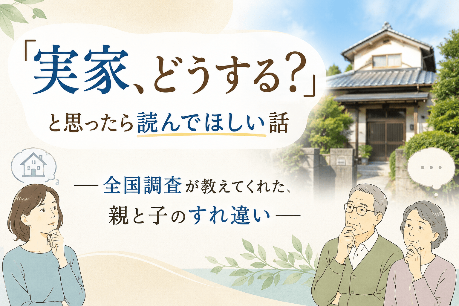 「実家、どうする？」と思ったら読んでほしい話 全国調査が教えてくれた、親と子のすれ違い